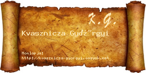 Kvasznicza Györgyi névjegykártya